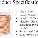 GENIQUE Real/Genuine Round Leather String Cord for Necklace, Bracelets, Jewelry, Kumihimo Braiding, DIY Projects (20 Metres) (1.5mm, Natural)
