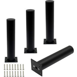 4 Pack Adjustable Furniture Legs Round 1.5" Dia Thickened Aluminum Alloy Sofa Shelves Table Kitchen Adjustable Feet 8" Height (Black)