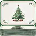 50Pcs Christmas Serving Trays 10 x 14 Inch Large Heavy Duty Xmas Tree Holly Leaf Disposable Platter Holiday Paper Plates for Serving Food Cookies Dessert Winter Festival Party Supplies Table Decor