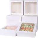 60 pcs 6x6x2.5 Inches Cake Box with Window, Bakery Pastry Cookie Boxes, Mini Pie for Pastry,Dessert,Strawberries,Chocolates (White, 6x6x2.5 Inch)