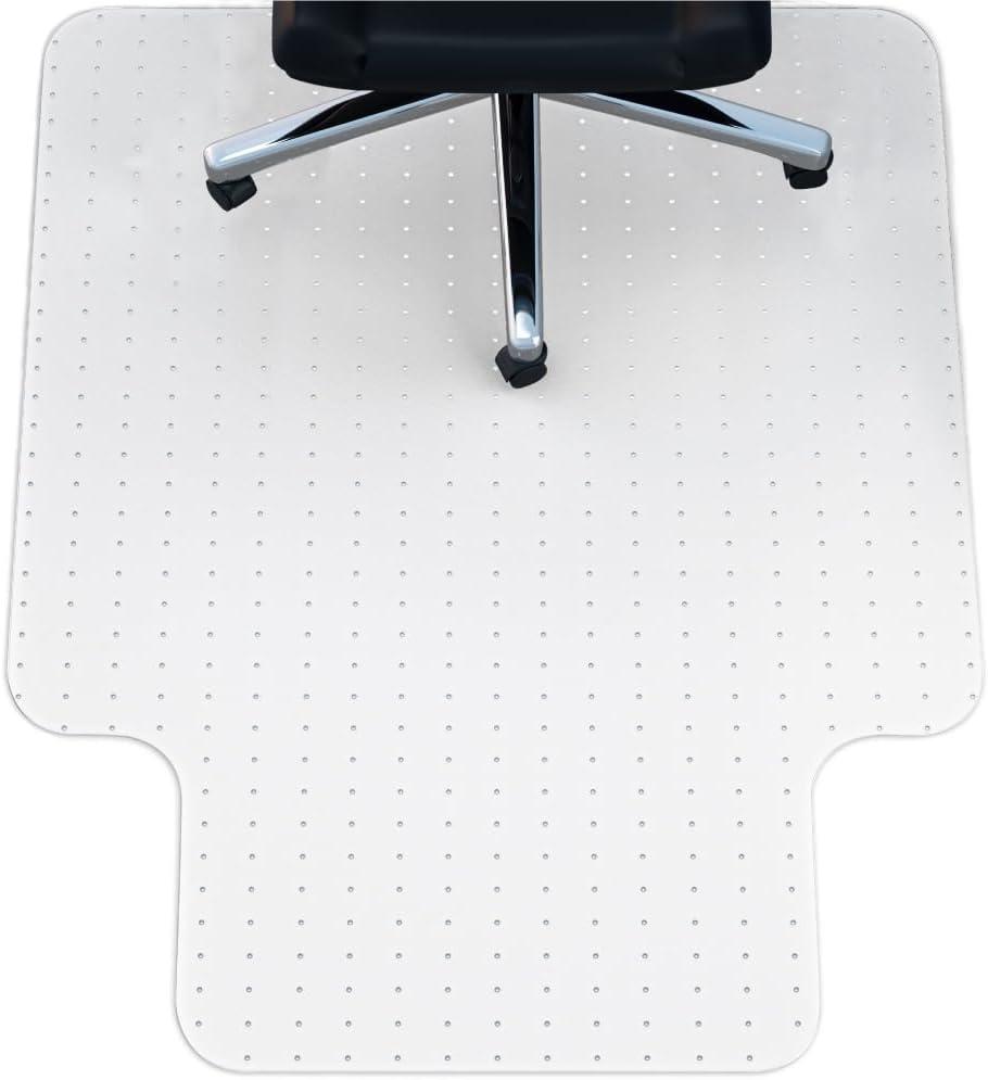 NINJA Easy Glide Office Chair Mat for Carpet Floors, Strong Slip Resistant Under Desk Floor Protector, Stay in Place Plastic Computer Mats for Rolling Work and Gaming Chairs, 29x47 Inch, Clear Lip