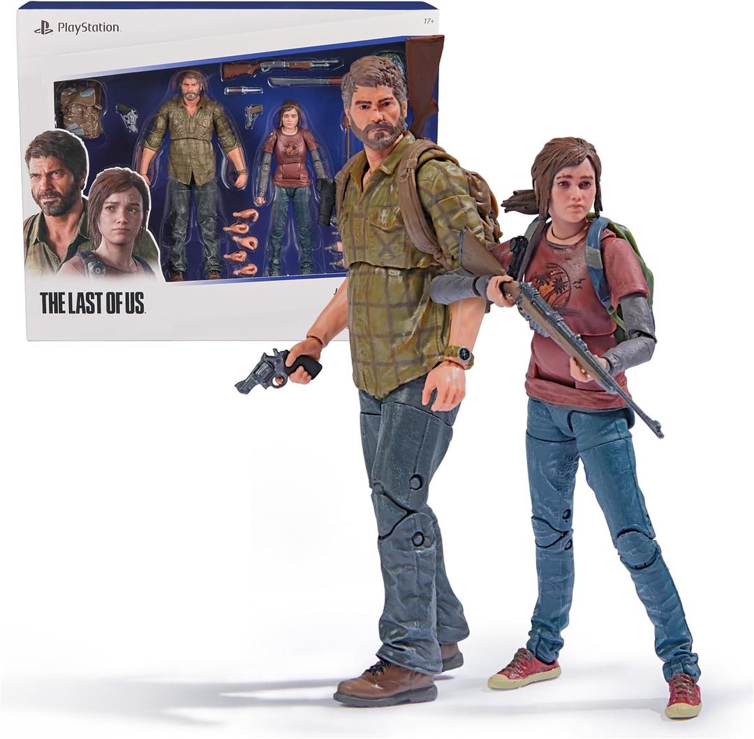 PlayStation The Last of US, 2-Pack 6 Joel & Ellie Action Figures with 19 Accessories, The Shapes Collection, for PS5 Fans & Collectors Ages 17+