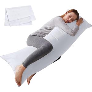 ELNIDO QUEEN Body Pillow with Pillowcase - Soft Long Bed Pillow for Adults - Breathable Full Body Pillow Insert for Sleeping, 20x54inches - White