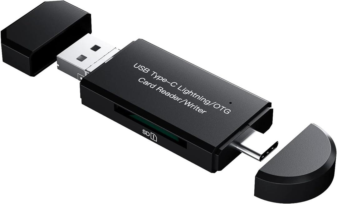 Card Reader TF Flash for Type C Micro Lightning USB Jack 4 in 1 Accessories Camera Memory Viewer Adaptador Compatible with Apple iPhone 13 12 11 Pro Max 8 Ipad LG Photo Compact Photography