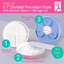 Elk and Friends Kids 6.7 Porcelain Divided Plates with Silicone Suction Sleeves + Silicone Lids | Suitable for Babies/Kids/Toddlers | Microwave & Dishwasher Safe | Non Slip | Snack Dishes | 4 Pack