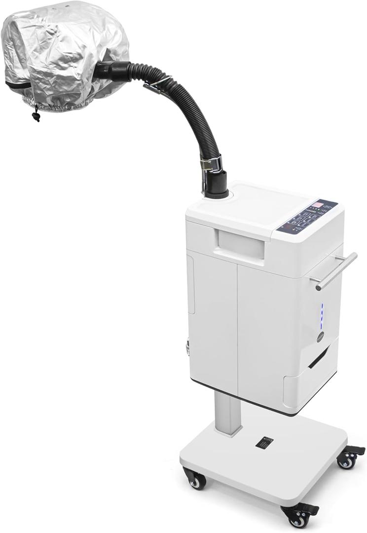 Hair Steamer Micro Mist Scalp Detoxify for Hair Wash Reclining Chair Bed Attachment Professional Hair Care for Salon SPA Barber Shop (LED Deco Draw 6th Gene White)
