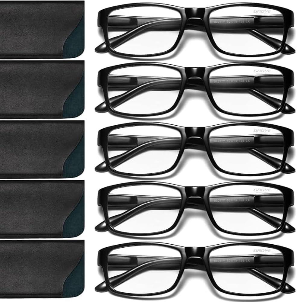 Gaoye Reading Glasses Men/Women, Eyeglasses, Blue Light Readers for Men/Women, Computer Eye Glasses, Cheaters (C2-5 Pack Light Black) Gaoye Reading Glasses Men/Women, Eyeglasses, Blue Light Readers for Men/Women, Computer Eye Glasses, Cheaters (C2-5 Pack Light Black)