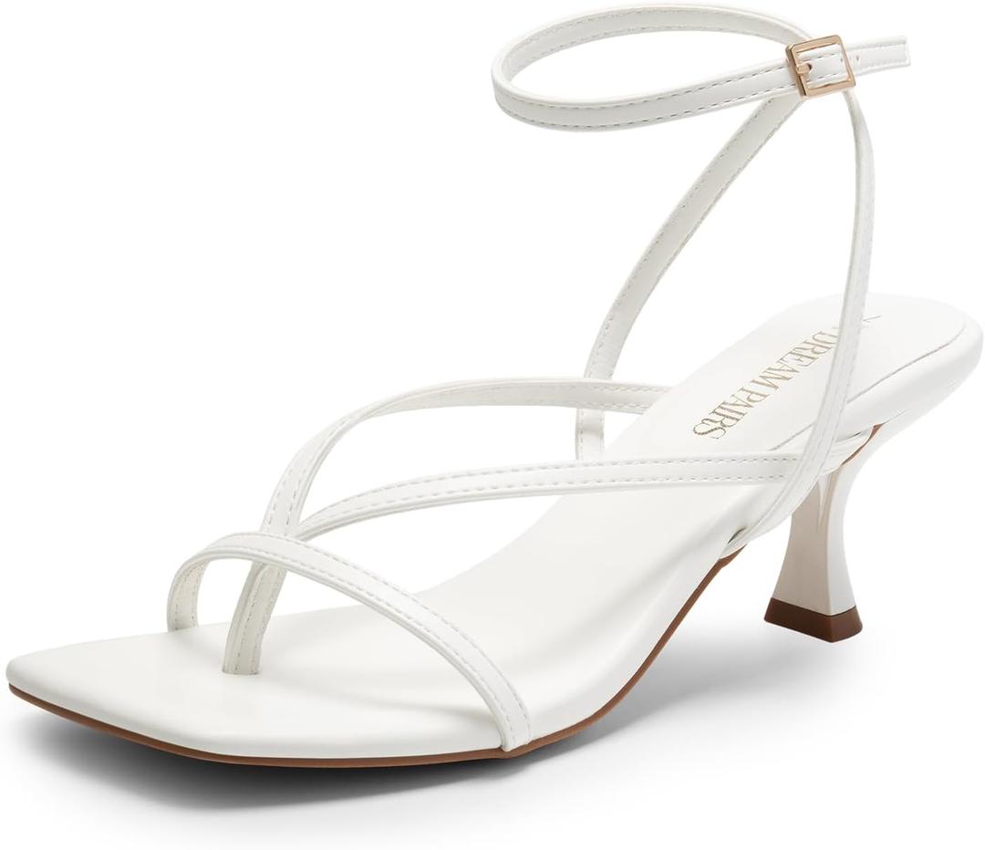 DREAM PAIRS Women's kitten Low Strappy Lace Up Heels Open Square Toe Thong Ankle Strap Heels Sexy Fashion Comfort Dress Shoes Party Sylvestra Pumps Heeled Sandals (8)