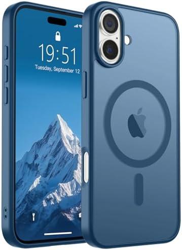 SUPFINE Magnetic for iPhone 16 Case (Compatible with MagSafe) (Military Grade Drop Protection) Slim Translucent Matte Shockproof with Anti-Fingerprint Phone Case,Deep Blue