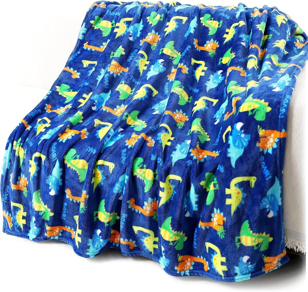 Warm Soft Toddler Fleece Blankets for Boys with Dinosaur Pattern Print - Cozy Fuzzy Plush Flannel Kids Throw Blanket for Daycare & School - 50x60 inches (Blue Dinosaur Paradise) Warm Soft Toddler Fleece Blankets for Boys with Dinosaur Pattern Print - Cozy Fuzzy Plush Flannel Kids Throw Blanket for Daycare & School - 50x60 inches (Blue Dinosaur Paradise)