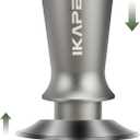 IKAPE 53mm Espresso Tamper, Premium Barista Coffee Tamper with Calibrated Spring Loaded, 100% Flat Stainless Steel Base Tamper Fits for Breville Series 54mm Portafilter Basket (Silver)