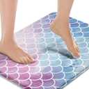 Britimes Purple Pink Gradient Bath Mat,Mermaid Scale Texture Bathroom Rugs No Slip,Cute Washable Cover Floor Rug Carpets Floor Mat 16x24 inches for Kitchen Bedroom