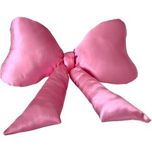 Bow Pillow - Big Bow Throw Pillow - Bow Shaped Pillow - Silky Satin - Coquette Decor - Bow Room Decor - Pink Bow Pillow - Bow Nursery Decor - Pink Room Decor