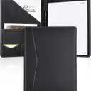 Pacific Mailer Padfolio Portfolio Leather Binder, Interview Legal Document Organizer, Business Card Holder Included Letter Sized Writing Pad [Piano Noir Faux Leather Matte Finish]