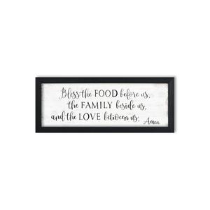 Bless The Food Before Us Wall Decor:Farmhouse Kitchen Signs Wall Decor Bible Verse Quotes Christian Wall Art Modern Rustic Farmhouse Dining Room Decor Black Frames Hanging Plaques 12" x 40"