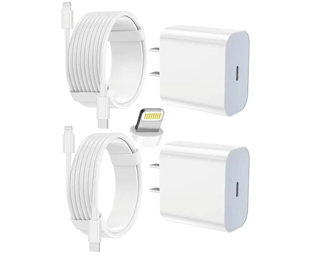 iPhone Charger Fast Charging 2 Pack Type C Wall Charger Block with 2 Pack [6FT&10FT] Long USB C to Lightning Cable for iPhone 14/13/12/12 Pro Max/11/Xs Max/XR/X,AirPods Pro
