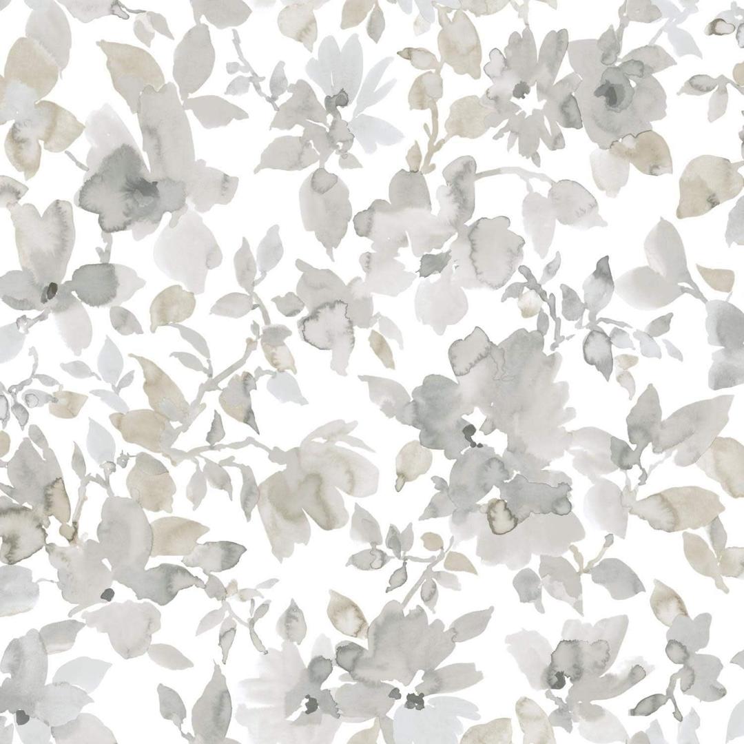 RoomMates RMK11235WP Neutral Watercolor Floral Peel and Stick Wallpaper 20.5 inches wide x 16.5 feet