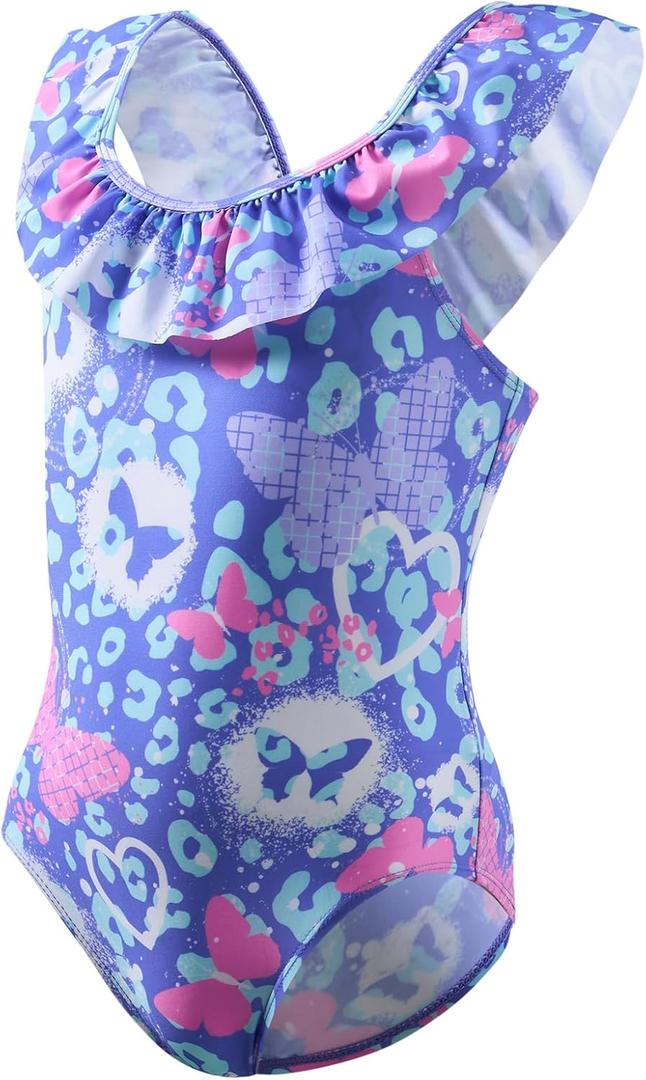 Angel season Girls Swimsuits Kids Bathing Suit One Piece Swimwear with UPF 50+ Cute (Blue)