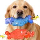 Kseroo Tough Dog Toys for Aggressive Chewers: 2 Pack Indestructible Dog Toys to Keep Them Busy, Tough Chew Toys for Large Dogs, Nylon & Rubber Dog Chew Bones, Squeaky Dog Toy for Large Breed