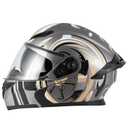 Spark Adult Flip-Up Motorcycle Helmets - DOT Certified Full Face Helmet with Dual Visor & Quick-Release Buckle, Lightweight ABS for Commuting and Touring(Black White, X-Large)