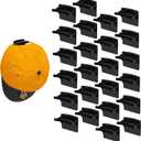 24 Pack Adhesive Hat Rack for Wall, Hat Organizer for Baseball Caps, Strong Multi-Purpose Hat Hooks, Hat Holder Hanger on Wall, Door, Closet, No Drilling (Black)
