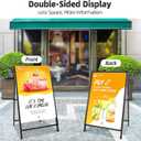 2 Pack Heavy Duty A-Frame Sidewalk Sign 24 x 36 Inch, Portable Double-Sided Sandwich Board Slide-in Folding Metal Signboard with 4 Plastic Poster Boards