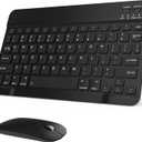 Rechargeable Bluetooth Keyboard and Mouse Combo, Universal Ultra-Slim Wireless Keyboard Mouse Set for Android Windows iPad iPhone Samsung Tablet Portable Compact Keyboard Set (Black)