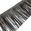 2 Yards PU Leather Fringe Trim 4 Inch Sewing Tassel Trim for DIY Craft Clothing Handbag Sewing Craft Embellishment Decoration Black