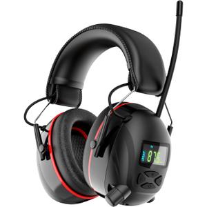 Qozybuds Hearing Protection AM FM Radio Headphones with 2000mAh Rechargeable Battery, 30dB SNR Noise Reduction Safety Earmuffs Protector, Up to 45H Radio Listening Time for Mowing Lawn Work