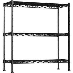 3-Shelf Adjustable Heavy Duty Storage Shelves,36" Wx14 Dx35.8 H Metal Organizer Wire Rack for Laundry Bathroom Kitchen Pantry Closet Garage Shelving Black