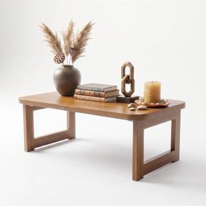 Japanese Floor Table, Folding Low Coffee Table for Sitting on Floor, Walnut Bamboo Tea Table with Thickened Legs & Desktop, Portable Meditation Table for Bay Window, Laptop Desk, 26.4"x14.6", 26.4" x 14.6" x 11.8"