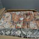 RELEANY Area Rugs 10'x14' Washable Non-Slip, Floral Vintage Distress Print Pattern Medallion Carpet for Living Room Bedroom Dining Room, Brick Red Rust Neutral Brown Burnt Orange Green