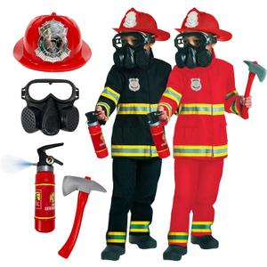 Morph Firefighter Costume for Kids (2 Colors) - Boys Fireman & Fire Fighter Costume for Halloween (Large, Red)