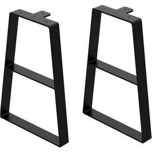 Orgerphy 18 Black Trapezoid Metal Bench Legs (2PCS) | Heavy duty Furniture legs for Bench| Metal Table Legs| with Screws and 4pcs Rubber Floor Protectors | Mid Century Modern Desk Legs Furniture Legs