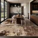 10x14 Area Rugs - Modern Abstract Washable Rug, Ultra Soft Non Slip Low Pile Large Brown Rugs for Living Room, Floor Carpet for Bedroom Dining Room Office Laundry Nursery Home