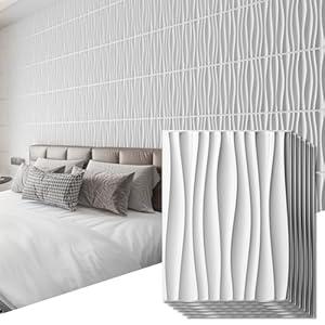 Art3d 24-Pack 3D Wall Panels for Interior Home Dcor, PVC Wavy Textured Accent Wall Paneling for Living Room Bedroom TV Backdrop Office, 15.7 x 11.8 Inch 