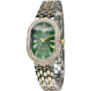 Women Vintage Gold Rome Watch Oval Case Adjustable Stainless Steel Watch Band Waterproof Analog Quartz Watch
