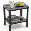 EFU Outdoor Side Table, Weather Resistant 2-Tier Small Outdoor Table, 16.46*12.52*16.46 in