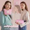 2 x Personalized Initial Makeup Bag Set, 3pcs Monogram Makeup Bag with Large & Small Pouch and Waist Bag, Initial Makeup Bag Organizer for Travel, Luggage, Daily Use and Cute Gifts (K)