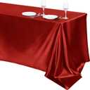 TURSTIN 1 Pack Burgundy Satin Tablecloth 102 x 58 Inch Overlay Satin Table Cover Rectangle Bright Silk Tablecloth Smooth Fabric Table Decoration for Wedding Banquet Party Events