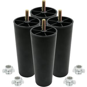 Murtenze 4Pcs 6 inch Sofa Legs, Round Tapered Plastic Couch Legs Replacement Furniture Legs with M8 Hanger Bolts for Chair Sofa Dresser Cabinet Loveseats Ottoman Bed