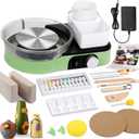 Pottery Wheel for Adults - Complete Pottery Tools Kit for Beginners, 6" Turntable Two-Way Rotation Adjustable Speed, 2.2 lbs. Air Dry Clay, Mini Clay Making Pottery Wheel with Storage Design (Green)