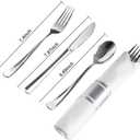N9R 75 Pack Pre Rolled Silver Plastic Cutlery Set, 75 Pieces (75 Forks, 75 Knives, 75 Spoons, 75 Napkins), Disposable Silverware Set for Party, Wedding, Modern Style
