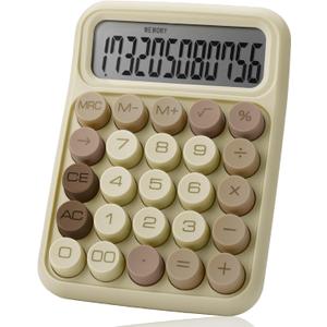 Mr. Pen- Mechanical Switch Calculator, 12 Digits, Large LCD Display, Khaki Cream, Mechanical Calculator Big Buttons