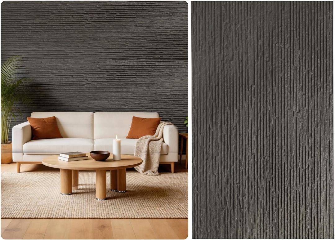 3D Wall Panels - 4PCS 47.2"x23.6" Faux Stone Peel and Stick Wall Covering - MCM Modified Clay Material for Home Art, Accent Brick, Modern Exterior/Interior Decoration, Covering 31 sq.ft