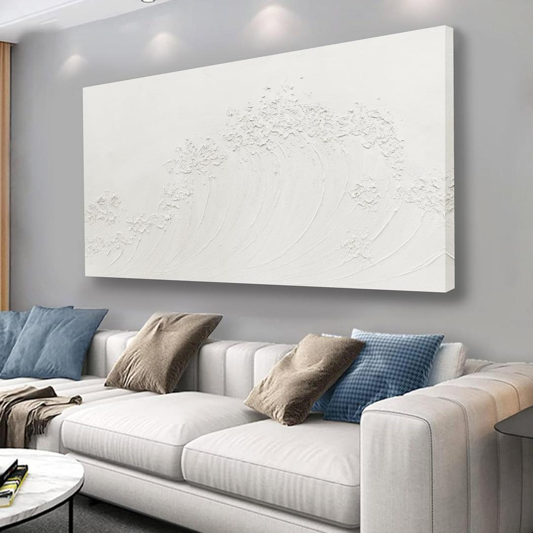 Yuaxker Large Ocean Wall Art White Wave Wall Decor Abstract Aesthetic Canvas Painting Artwork for Living Room Bedroom Dining Room Office Home Decor 30x60 Inch
