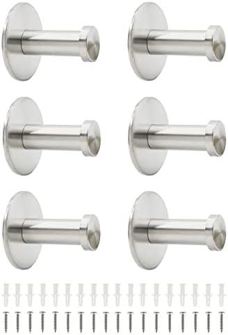 Pack Of 2 Ulifestar 6 PCS Bathroom Towel Hook Robe Hook Holder, Wall Mount Heavy Duty Stainless Steel Round Wall Hooks Coat Hanger Decorative Hook for Bedroom Hotel Toilet Kitchen Office Garage Pool Silver