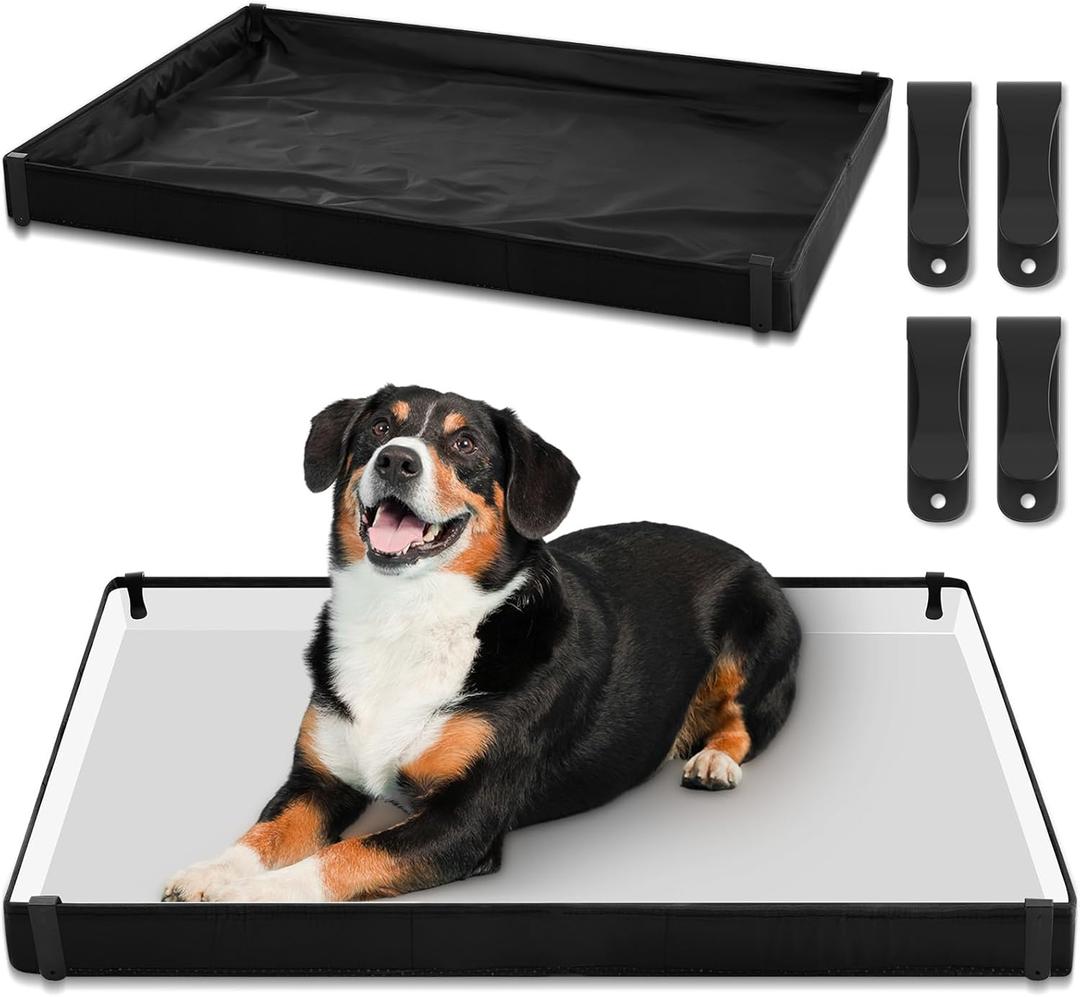 Dog Pee Pad Holder with 4 Fixing Clips 33 x 23 Inch Extra Large Foldable Potty Pads Puppy Pad Holder Tray for Dogs Training High Side Easy to Clean