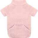 Turtleneck Dog Sweater, Thermal Dog Sweatshirt with Pocket Winter Pet Clothes Small Pet Outfits Soft Puppy Pullover (Pink, Small)