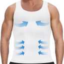 Slimming Undershirt Shapewear Gynecomastia Compression Shirt Men Body Shaper (S, White)